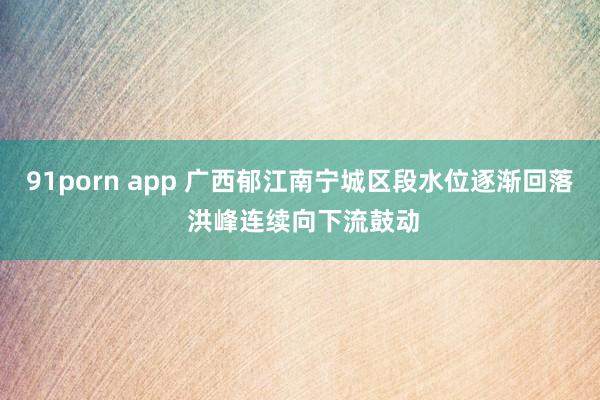 91porn app 广西郁江南宁城区段水位逐渐回落 洪峰连续向下流鼓动