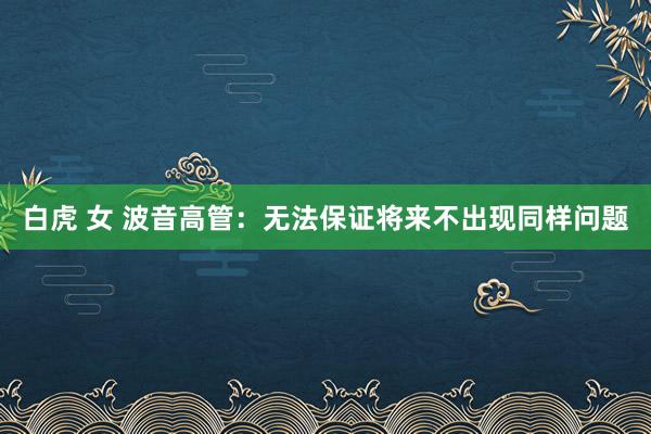 白虎 女 波音高管：无法保证将来不出现同样问题