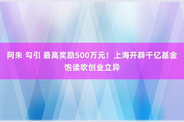 阿朱 勾引 最高奖励500万元！上海开辟千亿基金饱读吹创业立异