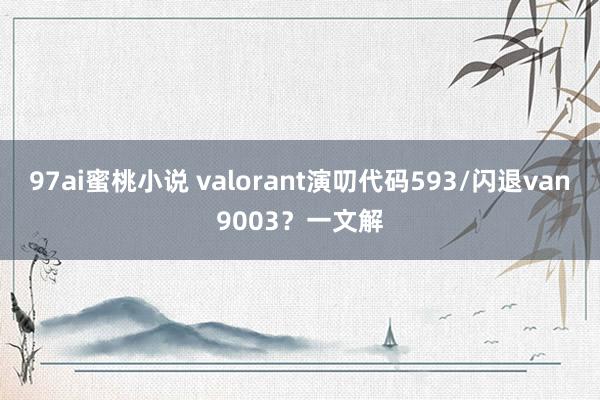 97ai蜜桃小说 valorant演叨代码593/闪退van9003？一文解