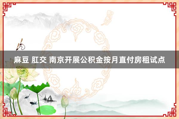 麻豆 肛交 南京开展公积金按月直付房租试点