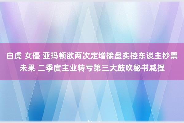 白虎 女優 亚玛顿欲两次定增接盘实控东谈主钞票未果 二季度主业转亏第三大鼓吹秘书减捏