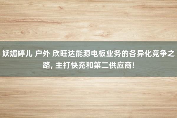 妖媚婷儿 户外 欣旺达能源电板业务的各异化竞争之路, 主打快充和第二供应商!