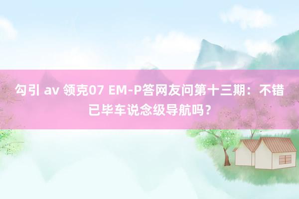 勾引 av 领克07 EM-P答网友问第十三期：不错已毕车说念级导航吗？