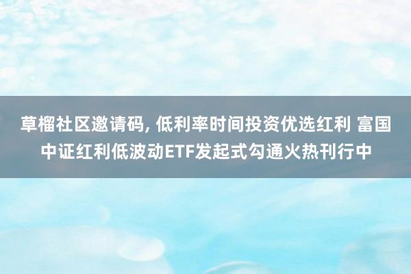 草榴社区邀请码， 低利率时间投资优选红利 富国中证红利低波动ETF发起式勾通火热刊行中