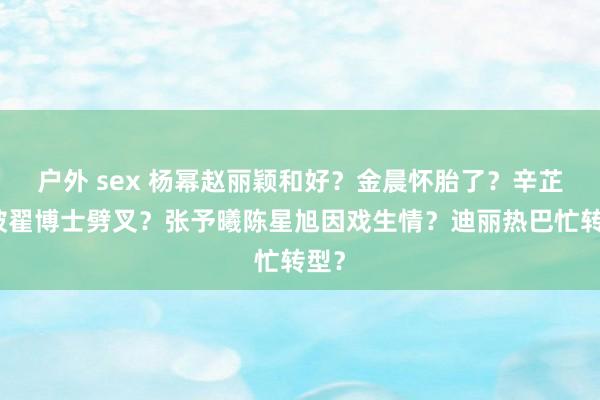 户外 sex 杨幂赵丽颖和好？金晨怀胎了？辛芷蕾被翟博士劈叉？张予曦陈星旭因戏生情？迪丽热巴忙转型？