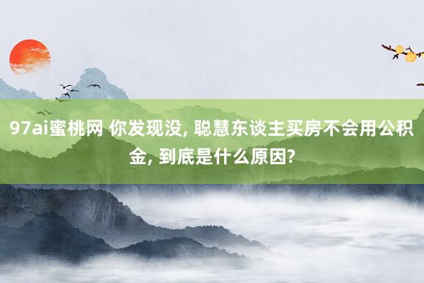 97ai蜜桃网 你发现没， 聪慧东谈主买房不会用公积金， 到底是什么原因?