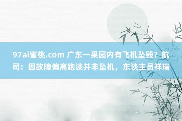 97ai蜜桃.com 广东一果园内有飞机坠毁？航司：因故障偏离跑谈并非坠机，东谈主员祥瑞