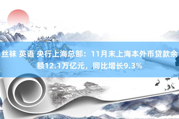 丝袜 英语 央行上海总部：11月末上海本外币贷款余额12.1万亿元，同比增长9.3%