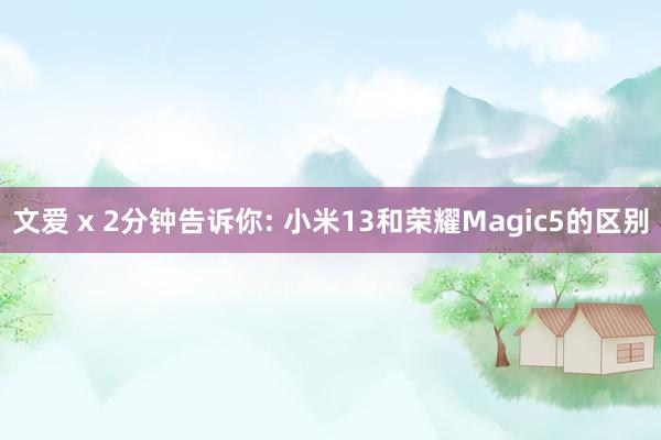 文爱 x 2分钟告诉你: 小米13和荣耀Magic5的区别