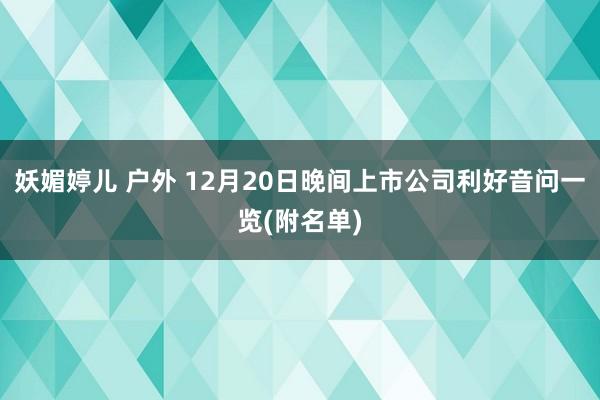 妖媚婷儿 户外 12月20日晚间上市公司利好音问一览(附名单)