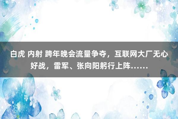 白虎 内射 跨年晚会流量争夺，互联网大厂无心好战，雷军、张向阳躬行上阵……