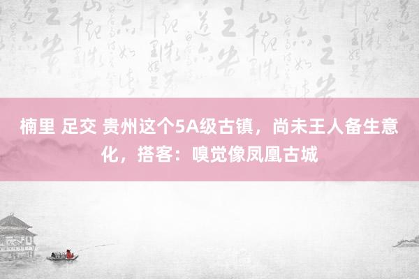 楠里 足交 贵州这个5A级古镇，尚未王人备生意化，搭客：嗅觉像凤凰古城