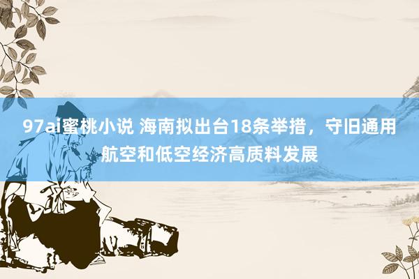 97ai蜜桃小说 海南拟出台18条举措，守旧通用航空和低空经济高质料发展